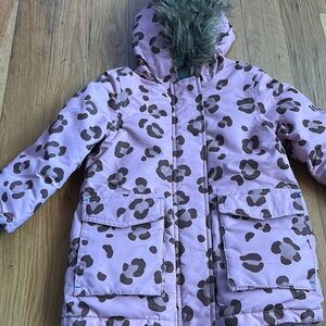 Mini Boden Brown and Pink Puffer Jacket with Hood